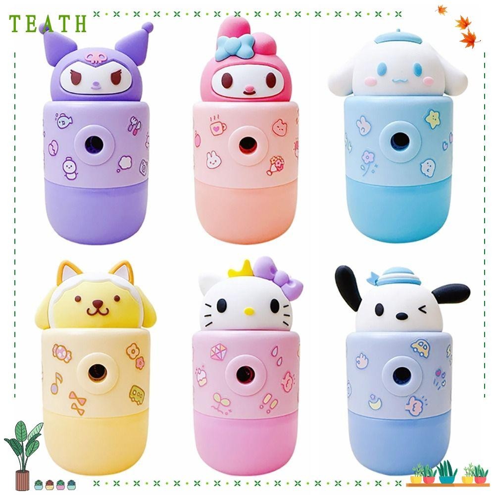SANRIO หยอกล้อ เครื่องตัดดินสอ, มือหมุนการ์ตูนกบเหลาดินสอ ซานริโอ, พลาสติกทนทานของขวัญนักเรียนเครื่องเขียนใบมีดดินสอโรงเรียน