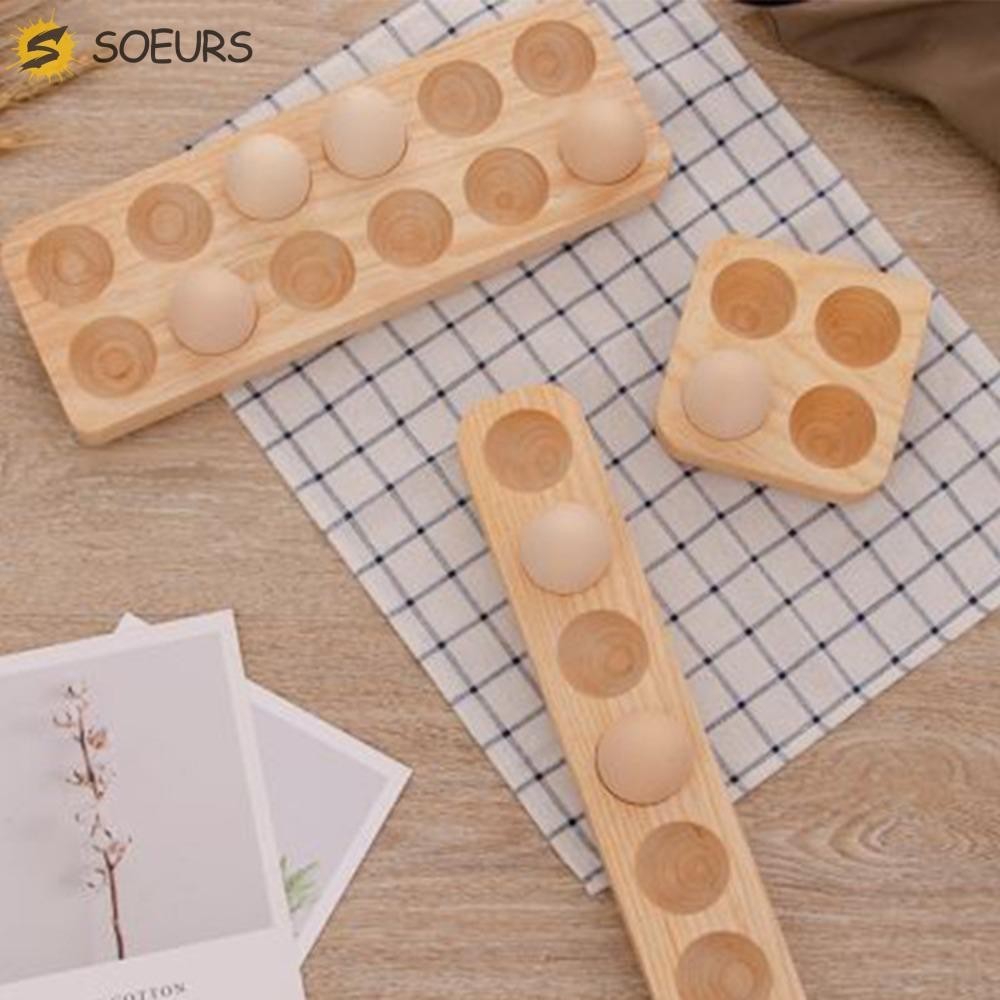 Soeurs ที่วางไข่ไม้, 4/6/12 หลุม Multi-Compartment ถาดไข่, ที่เก็บไข่ Rustic สไตล์ญี่ปุ่นวัสดุธรรมชาติชั้นเก็บไข่ตู้เย็น