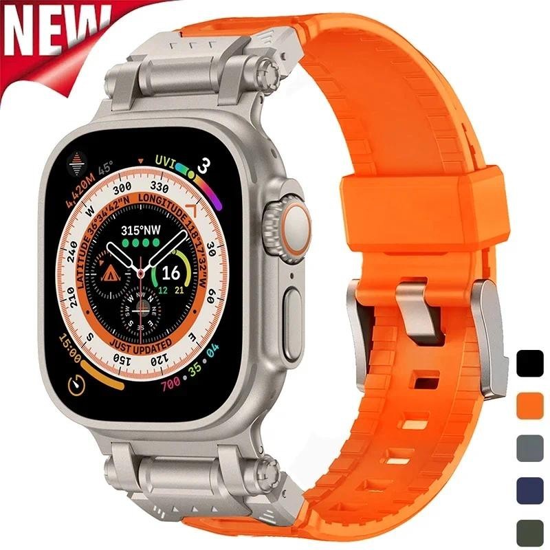 สายรัดซิลิโคนวงสร้อยข้อมือกีฬาขั้วต่อโลหะสําหรับ แอปเปิล ดู พิเศษ 2 49 มม. 45 มม. 44 มม. 42 มม. ฉันดู ชุด 9 8 7 6 กับ 5 4 3