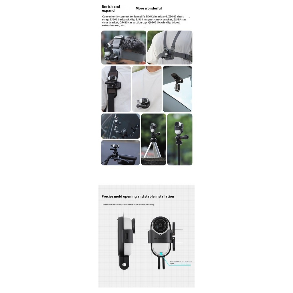 Sunnylife เหมาะสําหรับ Insta360 GO 3S/GO 3 แนวนอนแนวตั้งยิงวงเล็บกรอบอะแดปเตอร์ขยาย Quick Release อุปกรณ์เสริม