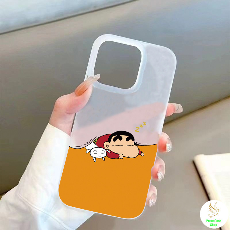 COD-ในไทย🔥เคส เครยอนชินจัง  น่ารัก นอนลงอย่างเกียจคร้าน สำหรับ iPhone 7 8 X 11 12 13 14 15 TPU โปร่งใส  น้ำค้างแข็งเคส