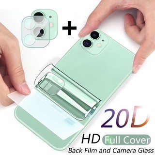 2-in-1 กลับฟิล์มนุ่มไม่ใช่แก้วHydrogelป้องกันหน้าจอสําหรับiPhone 16 15 14 13 12 11 Pro Max Mini Plus X Xs Max XR 7 8 Plus 3Dเลนส์ป้องกันกล้อง
