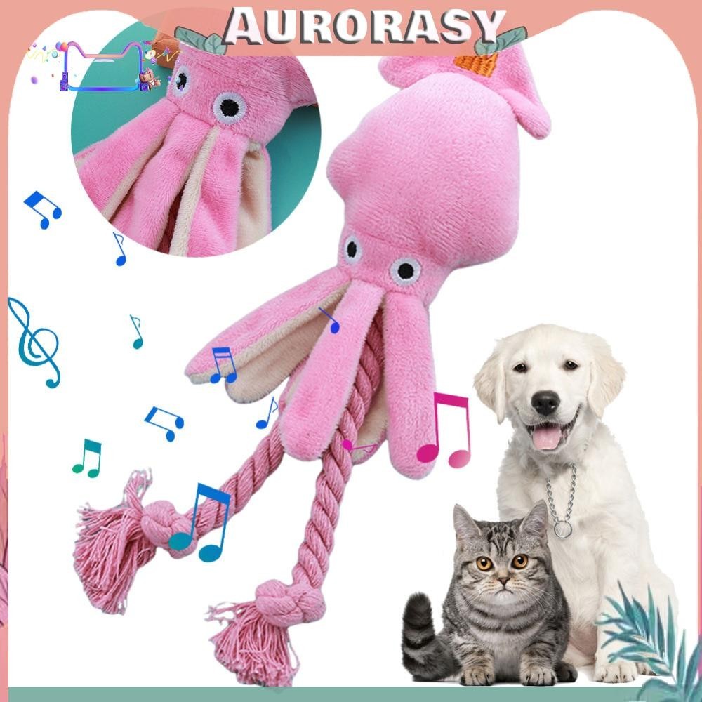 Octopus ตุ๊กตาสุนัขของเล่น Molar Training Squeaky ของเล่นเชือกฝ้ายแบบโต้ตอบ