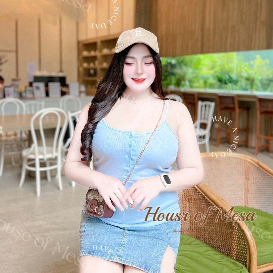 Plussize Top เสื้อสายเดี่ยวกระดุมหน้า อก38 ถึง 60 เสื้อสาวอวบ - รูปที่ 3