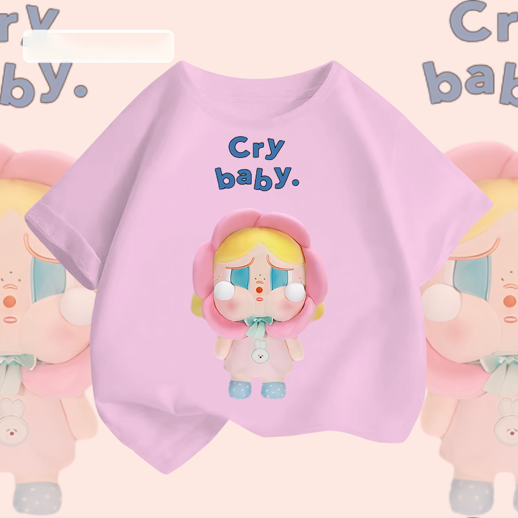 (จัดส่งตลอด 24 ชั่วโมง)ลายเยอะ ผ้าดีมากเสื้อยืด เสื้อยืดคอกลมแขนสั้น POPMART CRYBABY100% Cotton 6สี 100-140 เนื้อผ้านิ่ม