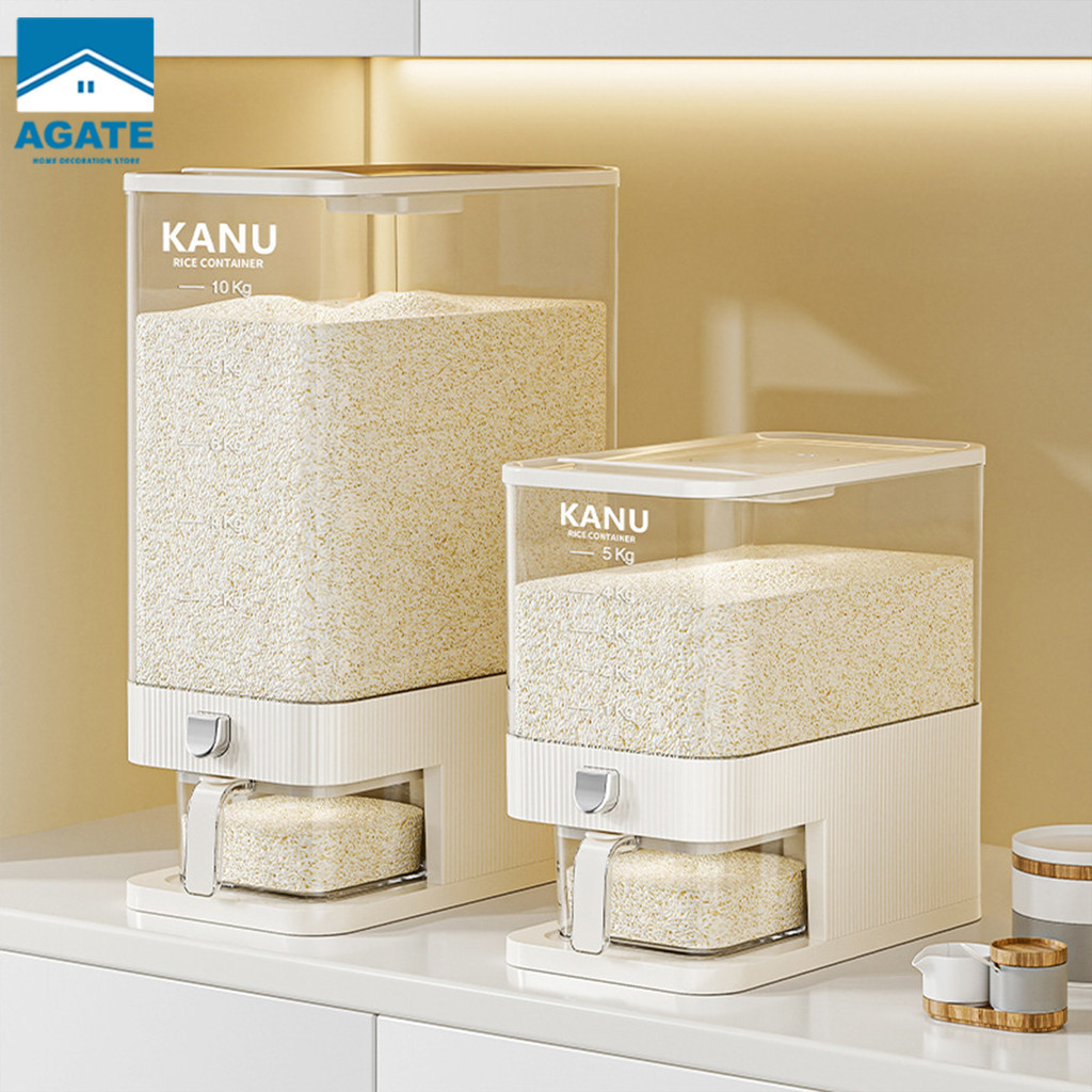 ถังข้าวสาร กระปุกเก็บข้าวสาร ความจุ5/10kg ลังเก็บอาหารแห้ง มีมาตราส่วน ภาชนะเก็บข้าว ป้องกันแมลง ป้องกันความชื้น