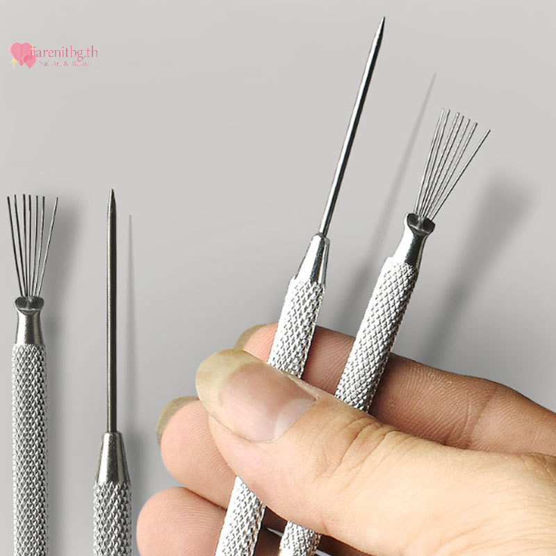Renbg al Nail Art Line Paing 7 Pin ปากกา Bendable สแตนเลสเล็บ UV เจลแปรงวาดเล็บเครื่องมือ TH