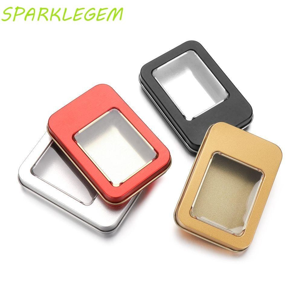 ประกายไฟ กล่องดีบุกพร้อมฝาปิดหน้าต่างใส,เคสโชว์เล็บหลากสีสี่เหลี่ยม,แพ็คเกจขนมกล่องโลหะกล่องเครื่องประดับกล่องเก็บจานดีบุกเปล่ากล่องรีฟิล