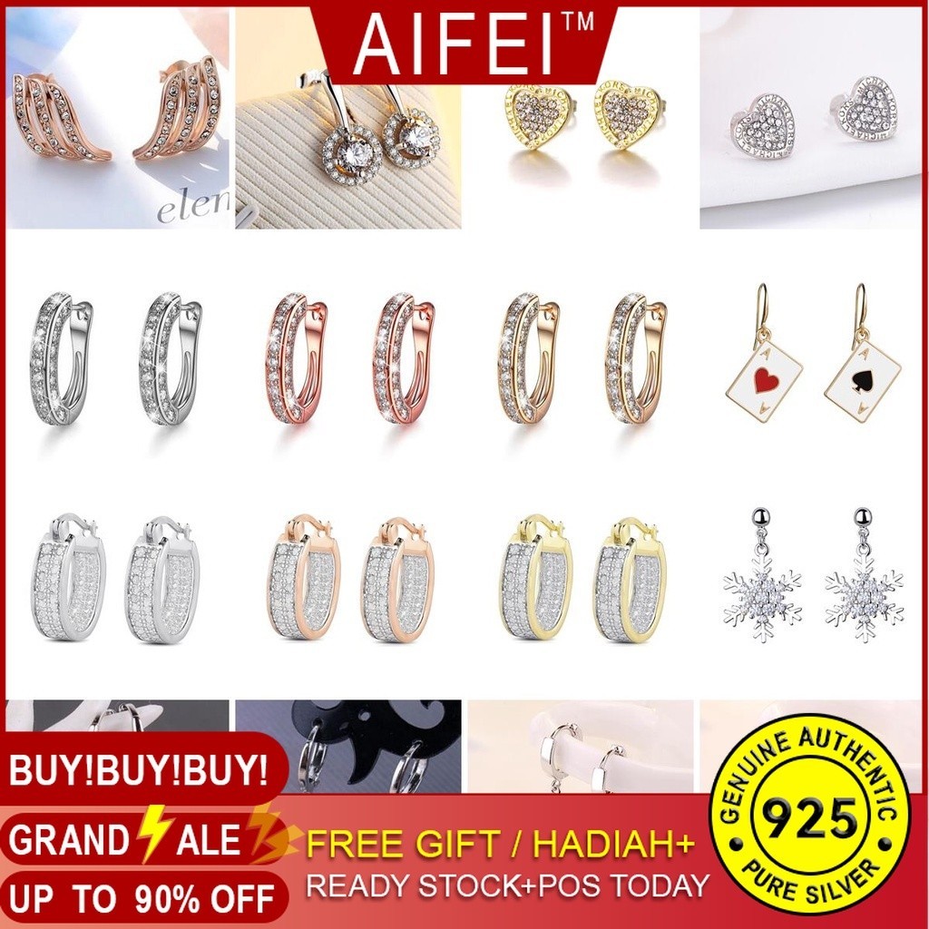 AIFEI 50การออกแบบอิตาลีเงิน925ต่างหูต้นฉบับสำหรับผู้หญิงเครื่องประดับแฟชั่นเกาหลีอุปกรณ์เสริมหู-A12