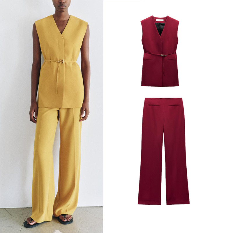 Zara New Product Flared Pants8550187เสื้อกั๊กเข็มขัด8383187