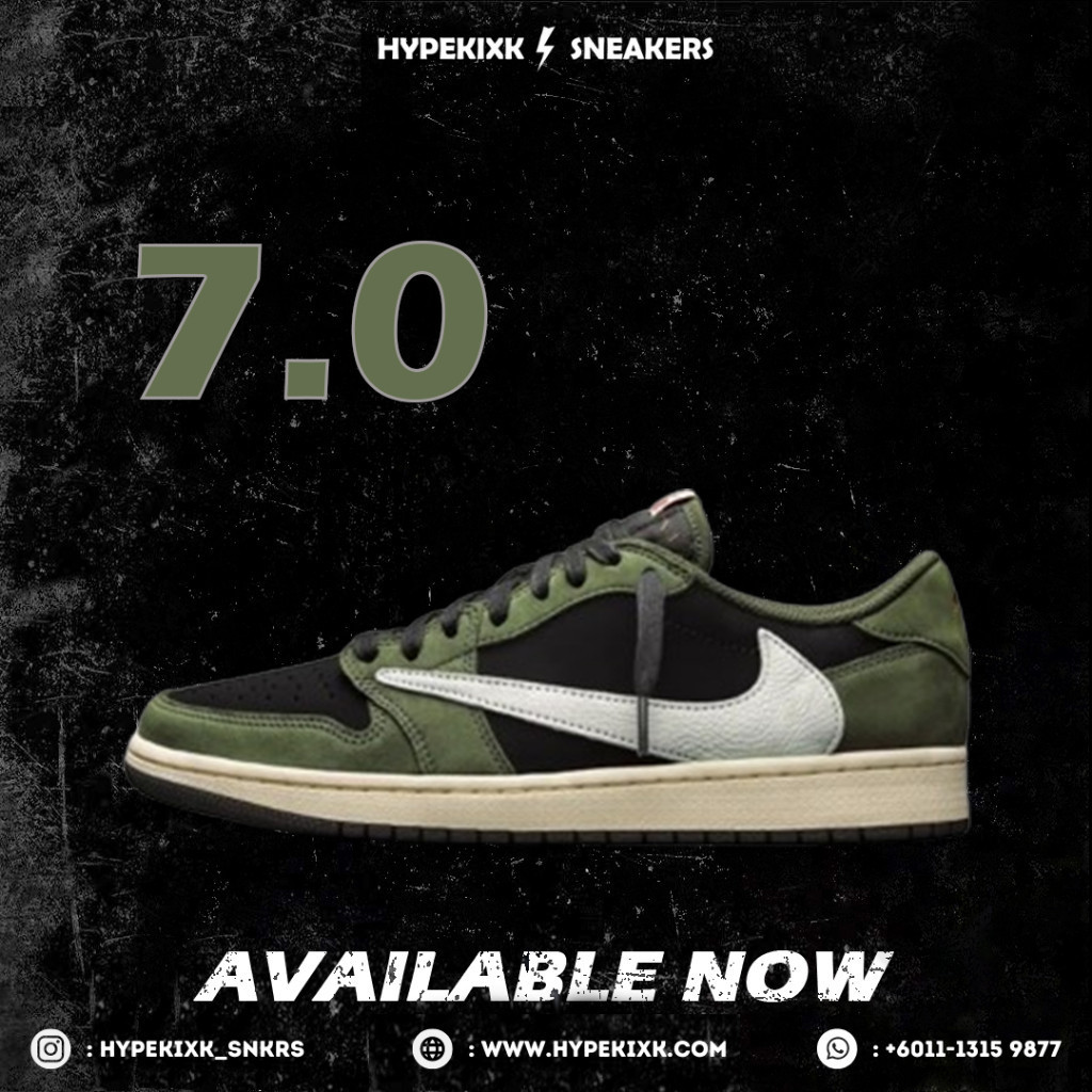 ⚡HYPEKIXK UA⚡ Travis Scott x Air Jordan 1 Low OG Black Olive 2024 DM7866 002 Sneakers Shoes