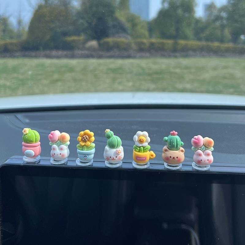 2024 Super Cute Simulation Small Flower Pot Car Decoration Patch Home Vehicle Center Console Co-Pilot Decoration ZMBK