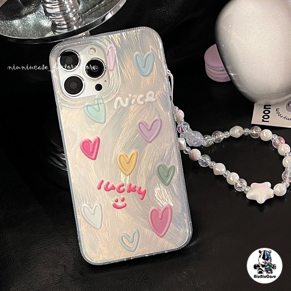 เคสไอโฟน11 13 15 เคส Feather Laser Heart Pattern Case For iPhone 11 12 13 14 15 Pro X XR XS MAX 7 8 Plus SE เคสโทรศัพท์