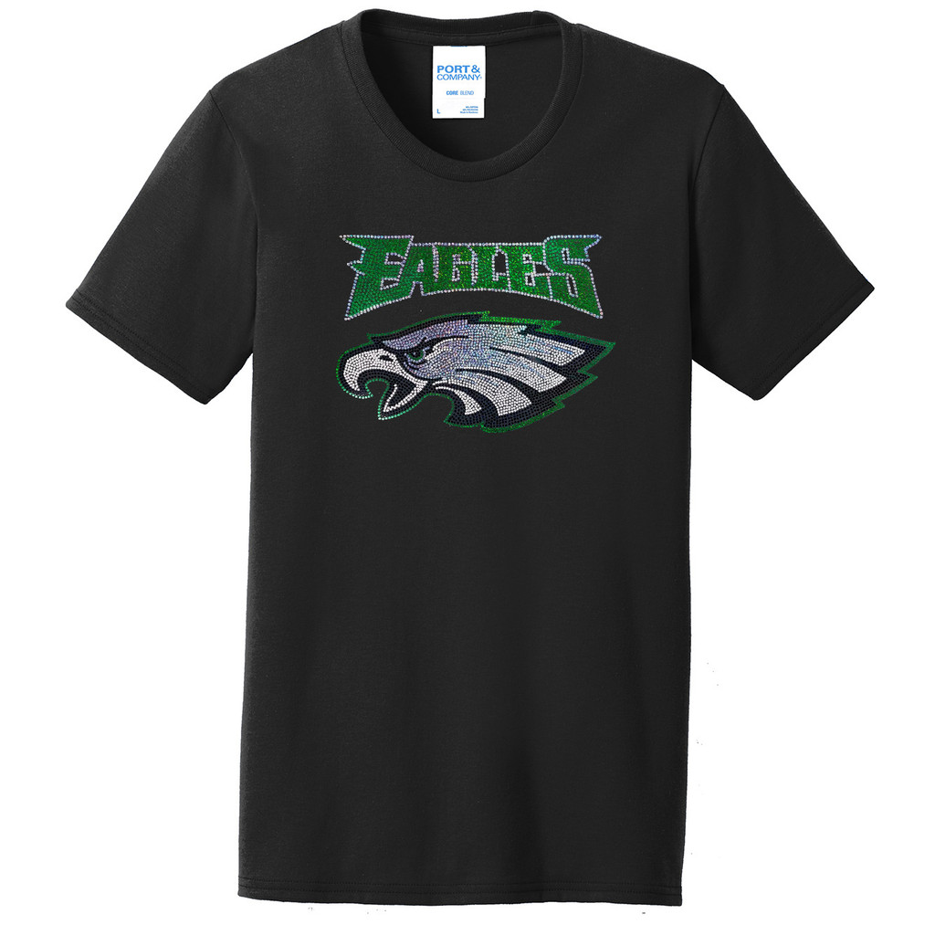 บุรุษ Philadelphia Eagles ฟุตบอลสุภาพสตรี Bling Crew เสื้อยืดขนาด