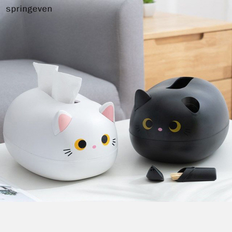 [ฤดูใบไม้ผลิeven] กล่องทิชชู่แมวนอร์ดิกสก์ท็อปที่ใส่กระดาษชําระครัวกล่องเก็บผ้าเช็ดปากหุ้นใหม่