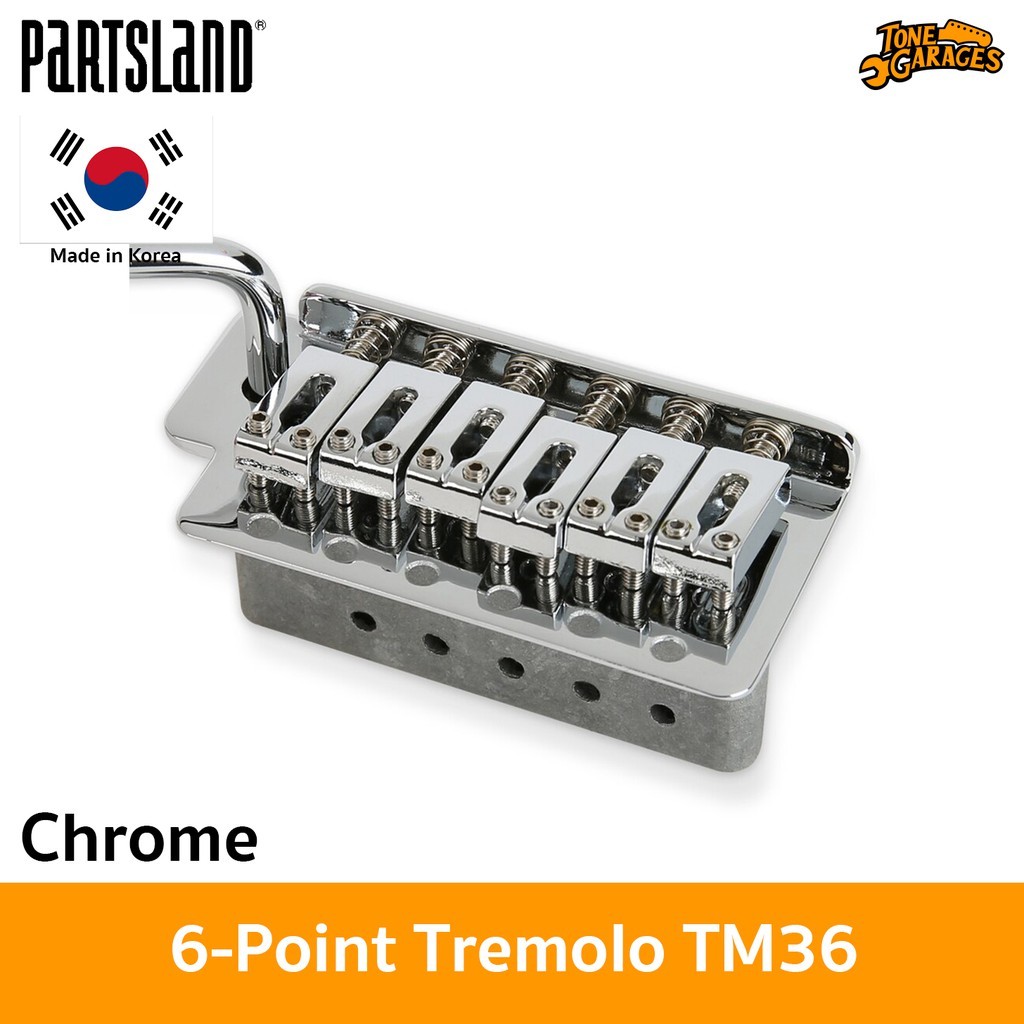 Partsland Tremolo TM36 6-Point หย่อง / บริดจ์ คันโยก 6 รู สี Chrome งานเกาหลีแท้ (10.5mm)