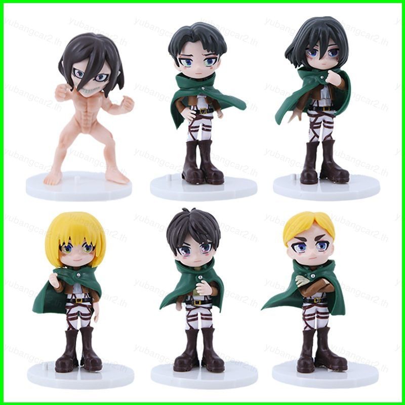 Yb2 6pcs Attack On Titan Action Figure Eren Mikasa Levi Floch Ness Gerger ตุ๊กตาของเล่นสําหรับเด็กเค