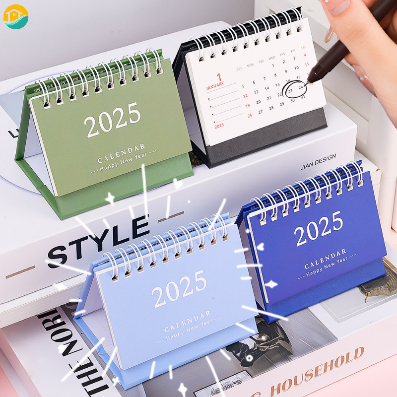 2025 ปฏิทินตั้งโต๊ะขนาดเล็ก เรียบง่าย สมุดบันทึก รายปีรายเดือนรายวันที่จะทํารายการปฏิทินอุปกรณ์ตกแต่งในครัวเรือน