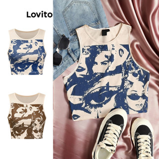 Lovito เสื ้ อกล ้ ามลายรูปลําลองสําหรับผู ้ หญิง L88AD031(ห…