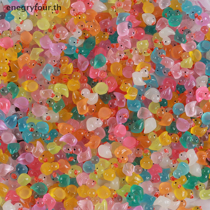 ของขวัญและของเล่น 50 ชิ้นสุ่มเรซิ่นมินิเป็ดจิ๋วตุ๊กตาเครื่องประดับขนาดเล็กน่ารักเป็ดเรืองแสงสวนภูมิทัศน์พืชหัตถกรรมตกแต่ง.
