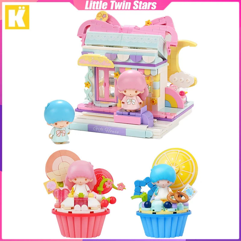 Keeppley Little Twin Stars Building Blocks Sanrio Series เดสก์ท็อปตกแต่งปริศนาประกอบของเล่นของขวัญวันเกิดสําหรับเด็ก