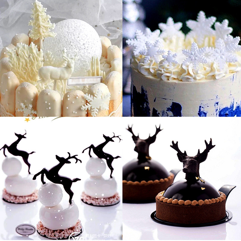 สามมิติ Elk แม่พิมพ์ซิลิโคนคริสต์มาส Eve เค้กการฝึกอบรม Antlers ช็อกโกแลต Fondant เกล็ดหิมะ diy ตกแต่ง Pastry
