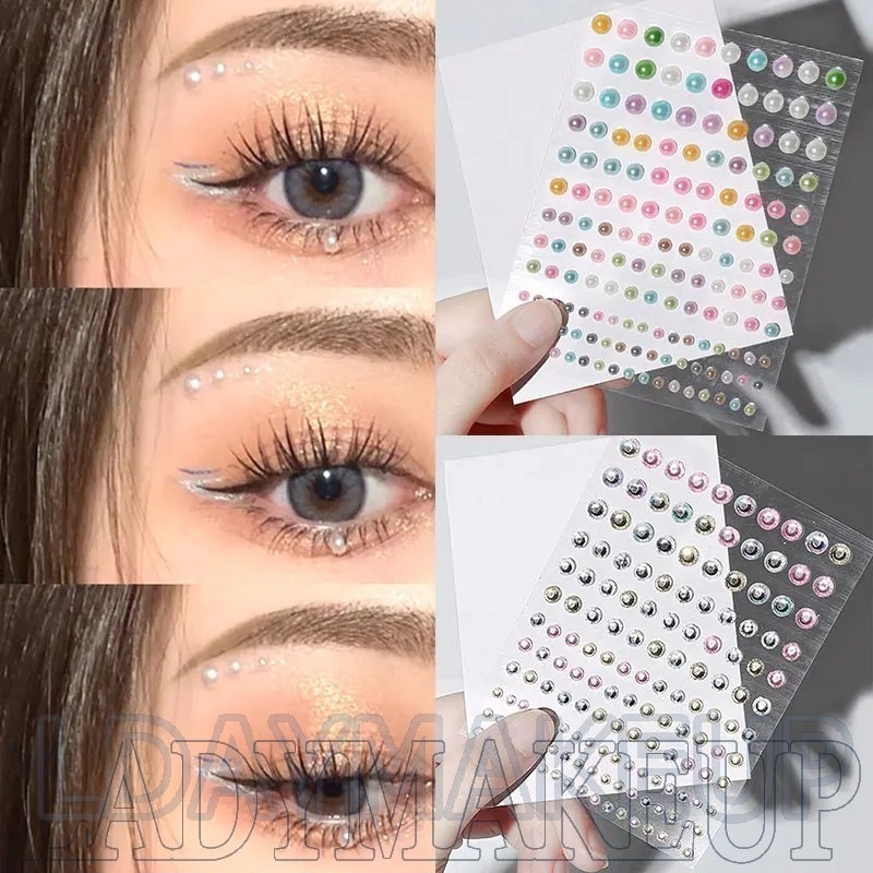 White Pearl Rhinestones Face Jewels อายแชโดว์สติกเกอร์ Self กาว Face Body Eyebrow เพชรเล็บสติกเกอร์เพชร Decor
