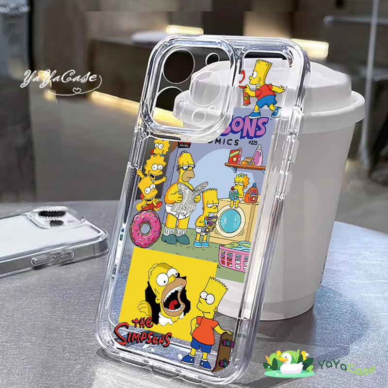 สำหรับ iPhone11 13 Case For เคสไอโฟน15 14 12 Pro Max 7 8 Plus X XR XS MAX Funny Simpson TPU ซิลิโคนนุ่ม โปร่งใสอวกาศเคส