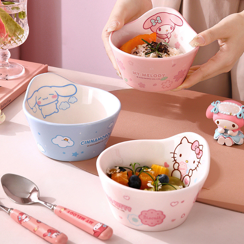 [Sanrio][Hello Kitty]ชามเซรามิกรูปทรงพิเศษขนาด 4.8 นิ้ว[HK]