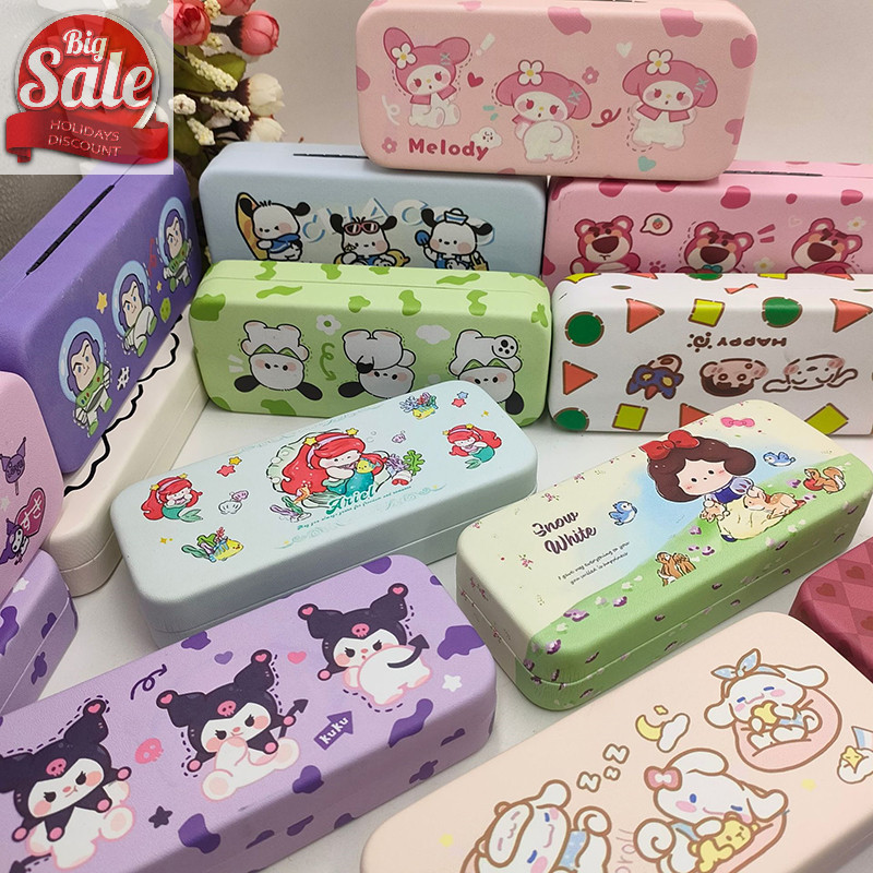 Af ใหม่ Hello Kitty Y2K แว่นตา Sanrio Kawaii สัตว์ Kuromi Pochacco การ์ตูนน่ารักแว่นตากันแดดกล่องเก็บแบบพกพา Anti-Fall ของเล่น A