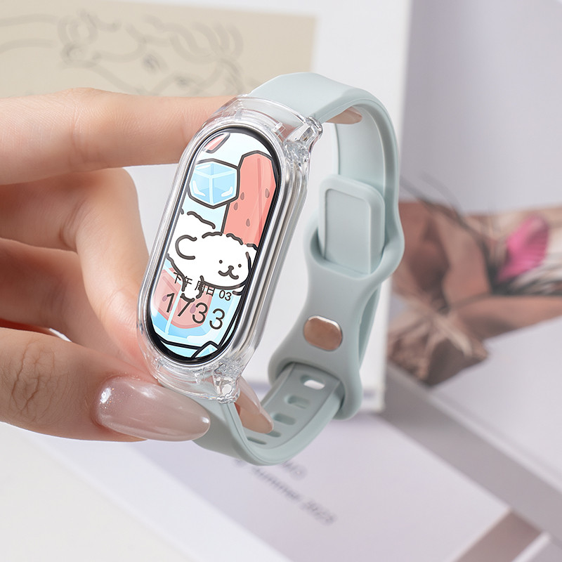 สายซิลิโคนสําหรับ Mi Band 9 8 สาย NFC อุปกรณ์เสริมสร้อยข้อมือกีฬายาง SmartWatch เข็มขัด Xiaomi Mi Ba