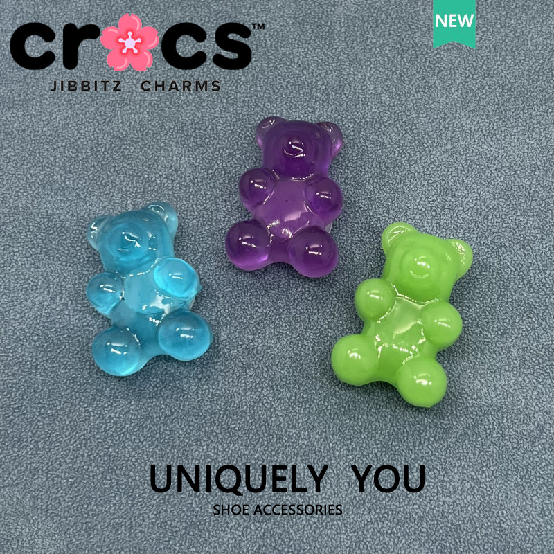 jibbitz crocs charm หัวเข็มขัดรองเท้า DIY การ์ตูนน่ารักโปร่งใส Candy Bear Hole เพิ่มสไตล์แฟชั่นรองเท้า อุปกรณ์เสริม จิ๊บบิท ตัวติดรองเท้า crocs