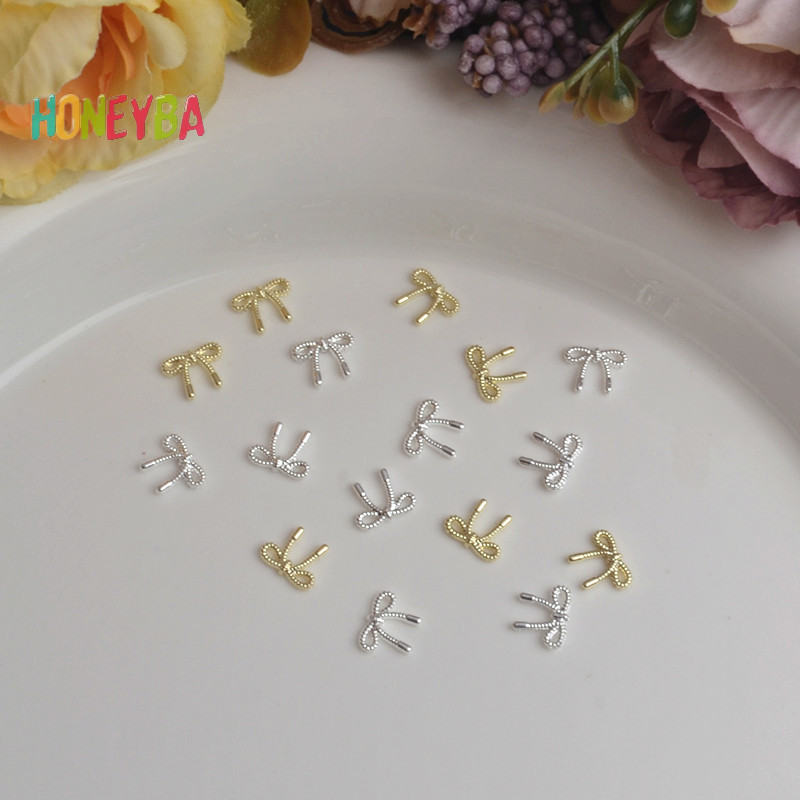 <Honeyba> 10pcs 3D Silver Gold Bowknotรูปเล็บChโลหะเล็บRhinestonesเล็บเครื่องประดับสําหรับDIYเล็บอุปกรณ์เสริมSon Nice - รูปที่ 6