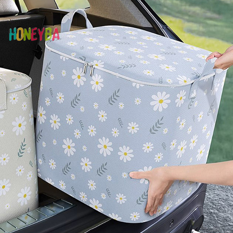 <Honeyba>ถุงเก็บผ้านวมในครัวเรือนตู้เสื้อผ้าเสื้อผ้าOrganizerผ้าห่มSorgกล่องเก็บฝุ่นหลักฐานย้ายความจุขนาดใหญ่กระเป๋าNice