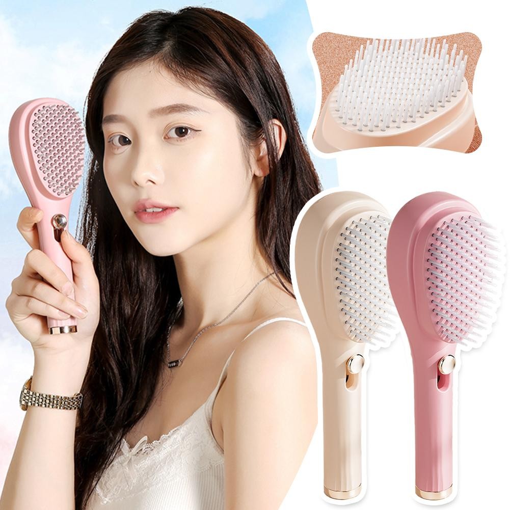 ตนเองทําความสะอาดหวีผม Anti Static Self Cleaning Magic Retractable หวี ABS Smoothing Hairdressing หวีผม