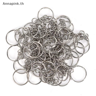 Annapink.th 50PCS 25mm ขัดเงินพวงกุญแจพวงกุญแจแยกแหวนสั้นพวงกุญแจ DIY EN