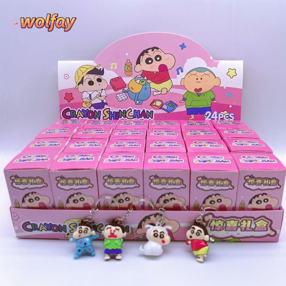 Wolfay 24box/set กล่องพวงกุญแจตุ๊กตา, ของเล่น PVC Powerpuff Girls, ตุ๊กตาตัวเลขน่ารักลึกลับของ Sanrio