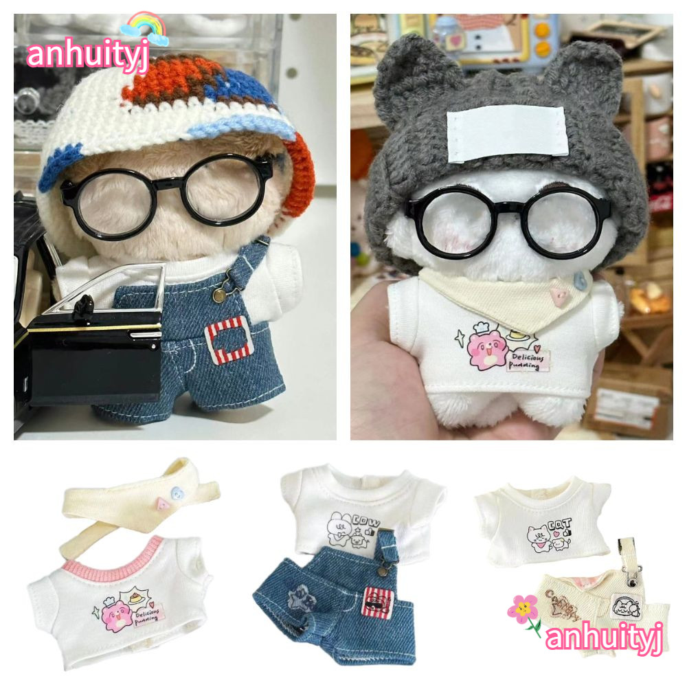 อันฮุยตี้จ ตุ๊กตาเสื้อยืดกางเกงสูท,10ซมอุปกรณ์ตุ๊กตาเสื้อผ้าตุ๊กตา,สร้างสรรค์เล่นบ้านของเล่นของขวัญการ์ตูนสัตว์เสื้อคลุมหลวมๆผ้าฝ้ายต