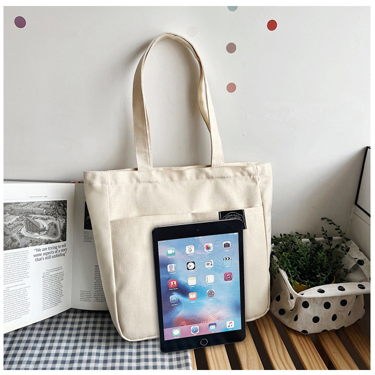 🔥พร้อมส่ง🔥กระเป๋าถือ กระเป๋าสะพายไหล่ ผ้าแคนวาส ทรงโท้ท มีหลายช่อง มีหูหิ้ว สไตล์เกาหลี สําหรับนักเรียนผู้หญิง