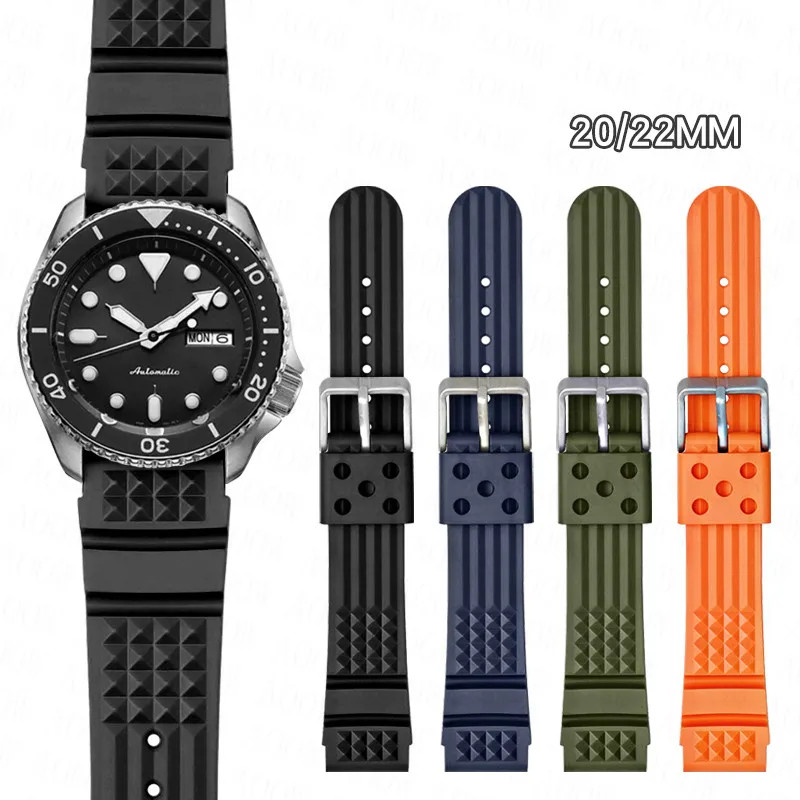 Diver สายซิลิโคน 20 มม.22 มม.ผู้ชายกีฬากันน้ํา TPU สร้อยข้อมือยาง Universal Band สําหรับ Seiko Water