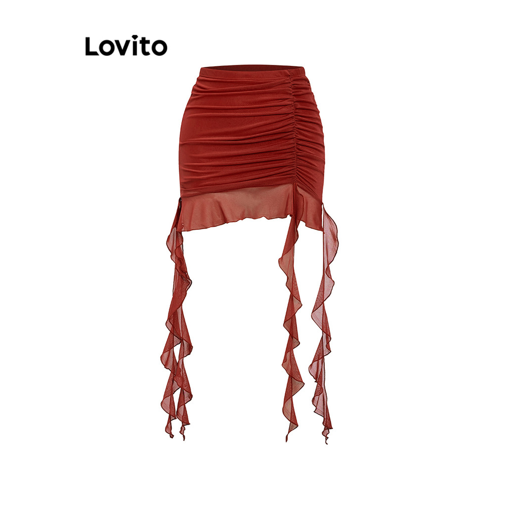 Lovito ปาร์ตี้กระโปรงตาข่ายกุ๊น นัวเนีย ธรรมดาสำหรับผู้หญิง L97AD003