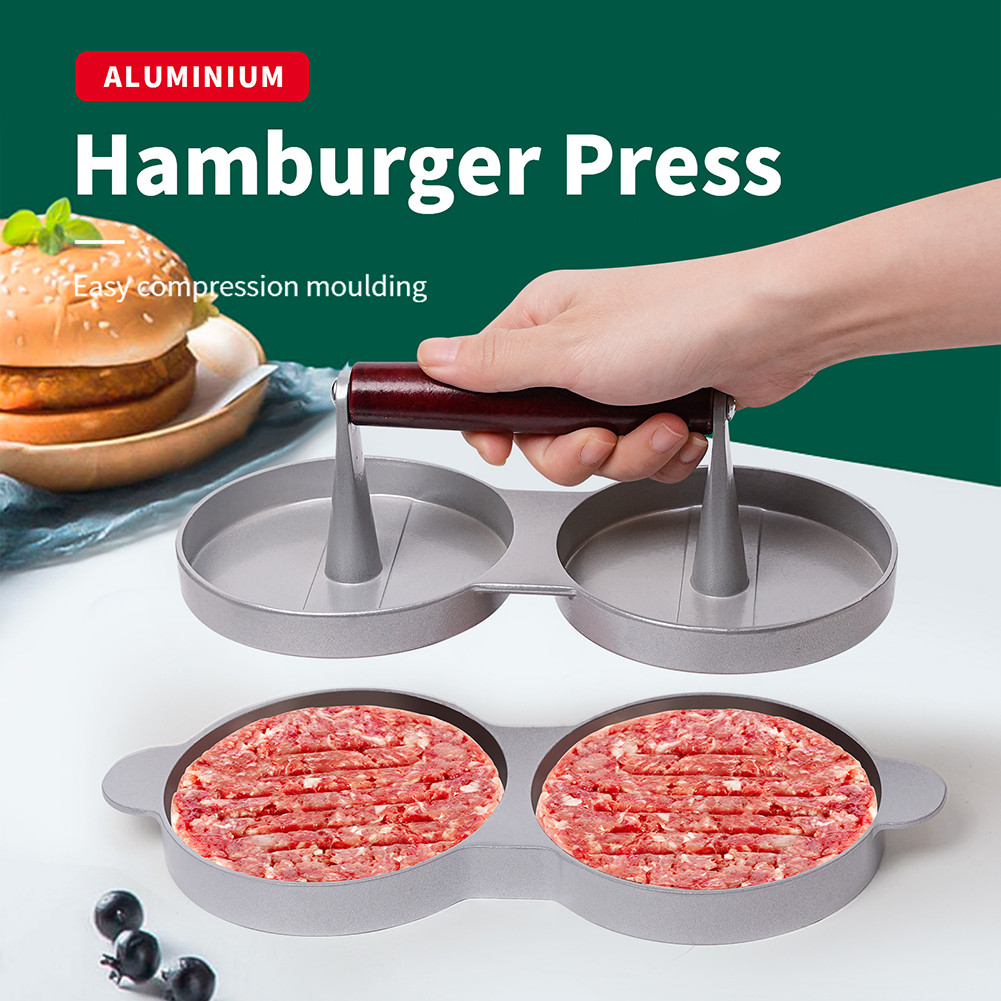 Double Burger Press Non Stick Aluminium Beef Patty เครื่องมือทําเนื้อสําหรับเบอร์เกอร์ทํา