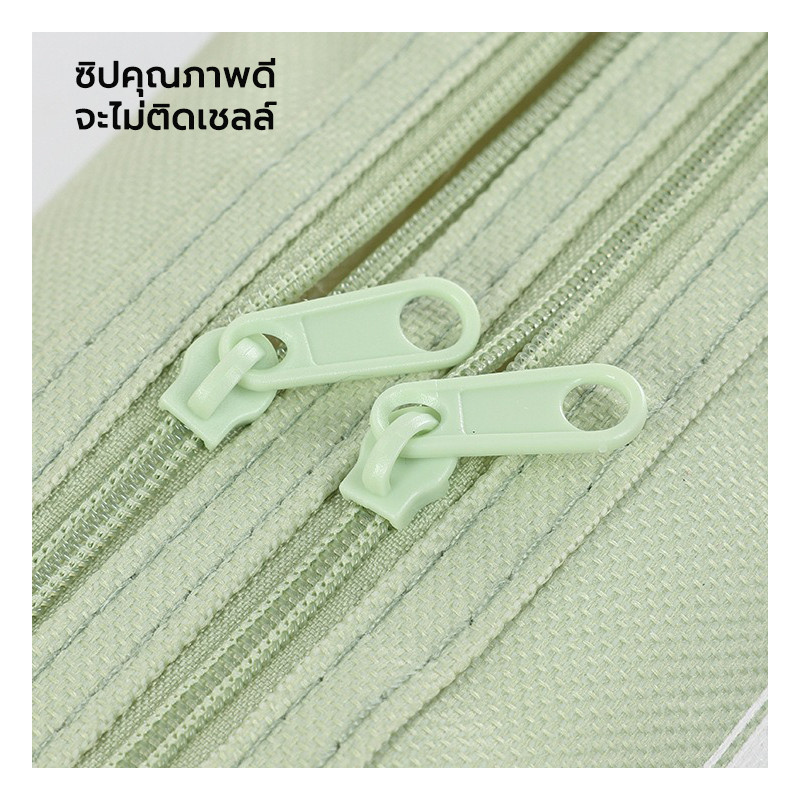 กระเป๋าใส่ดินสอ สองชั้น ใบใหญ่ กระเป๋าใส่เครื่องเขียน พกพาสะดวก ผ้าแคนวาส สีพื้น - รูปที่ 4