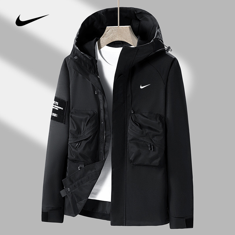 Nlke 100% Original Loose Windproof Waterproof Outdoor Hooded Hardshell Jacket สําหรับผู้ชาย