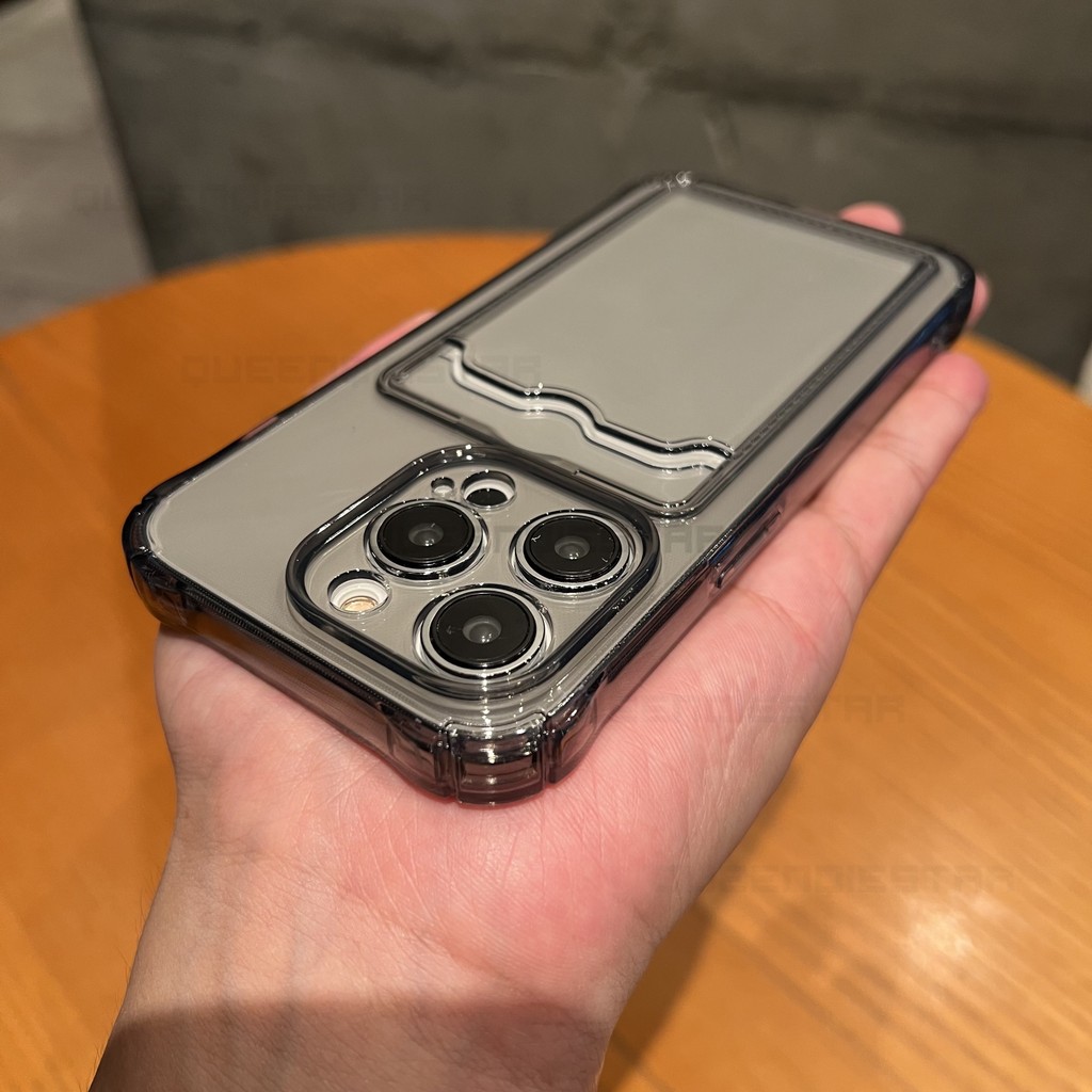 เคสโทรศัพท์กันกระแทกสําหรับiphone 16 15 11 12 13 14 Pro Max XR X XSสีสันโปร่งใสพร้อมClearผู้ถือบัตรกระเป๋าสตางค์ซิลิโคนปกหลัง