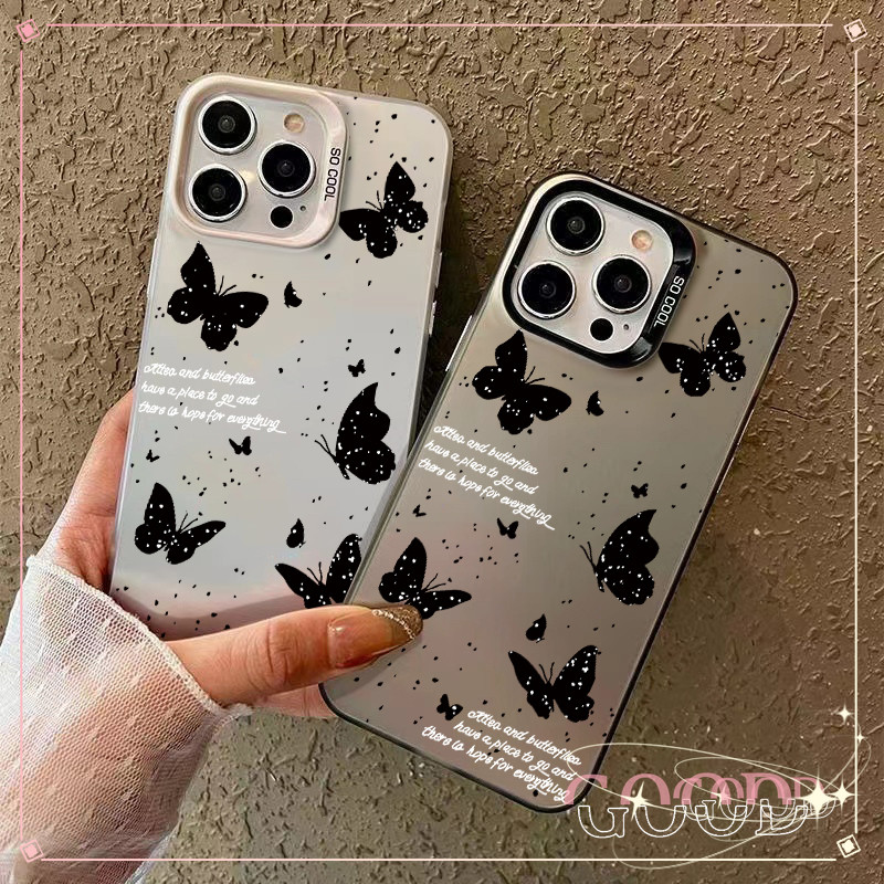 Good ไทยส่ง ชุบ ์ ผีเสื ้ อสีดําระดับพรีเมียมเหมาะสําหรับ เหมาะสําหรับ IPhone XR 15 13 11 14 12 Pro Max 7 Plus XS Max X