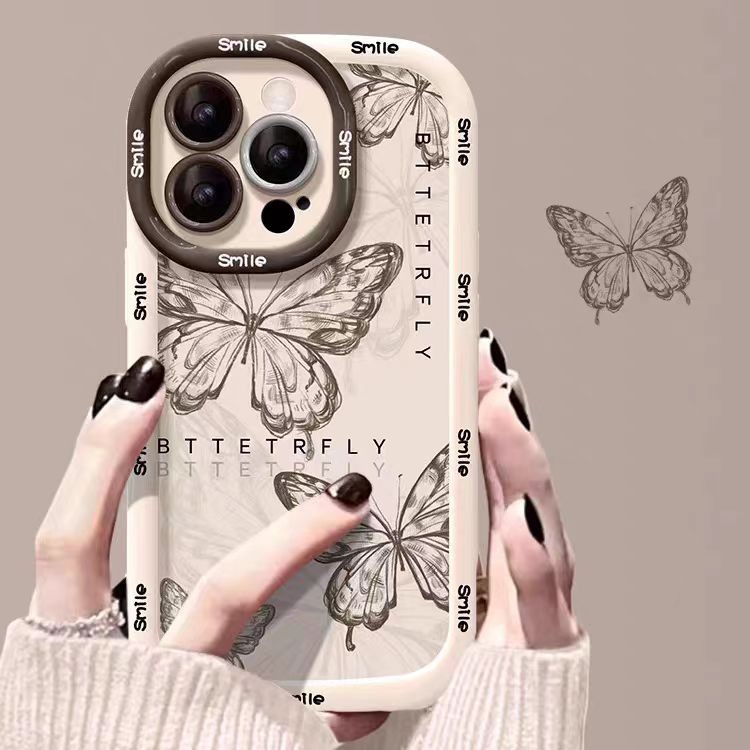 INSการ์ตูน เคสโทรศัพท์มือถือ for iPhone 11 13 15 14 12 Pro XS Max XR 6 7 8 Plus X ผีเสื้อ TPUซิลิโคนเปลือกนิ่ม กันกระแทก