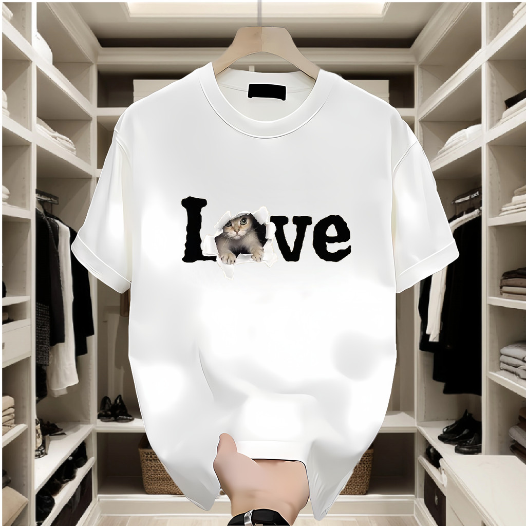 เสื้อยืด เสื้อยืดชาย เสื้อยืดผู้ชายเท่ๆ พิมพ์ลายการ์ตูน ทรงหลวม ขนาดใหญ่ สไตล์ฮิปฮอป
