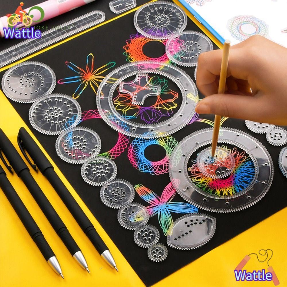 Wattle 5/12/22PCS Spirograph, Interlocking Gears ล้อพลาสติกวาดชุดของเล่น, Professional รูปไม้บรรทัดเรขาคณิตพิเศษโรงเรียน Office