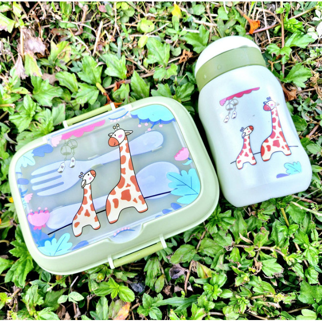 LUNCH BOX SET LUNCH BOX PLUS ขวดเครื่องดื่มสําหรับ KINDERGARTEN CHILDREN ANIMAL SERIES